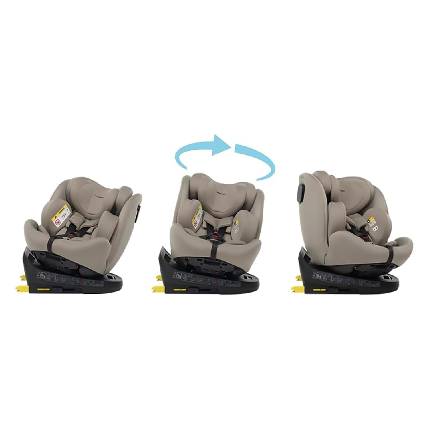 Foppapedretti Seggiolino Auto Circle I-Size, Seduta Girevole a 360°, per bambini da 40 a 150 cm di altezza, 0-12 anni, conforme ECE R129, Fissaggio Isofix e TopTether, Safe Body Protection, Carbon