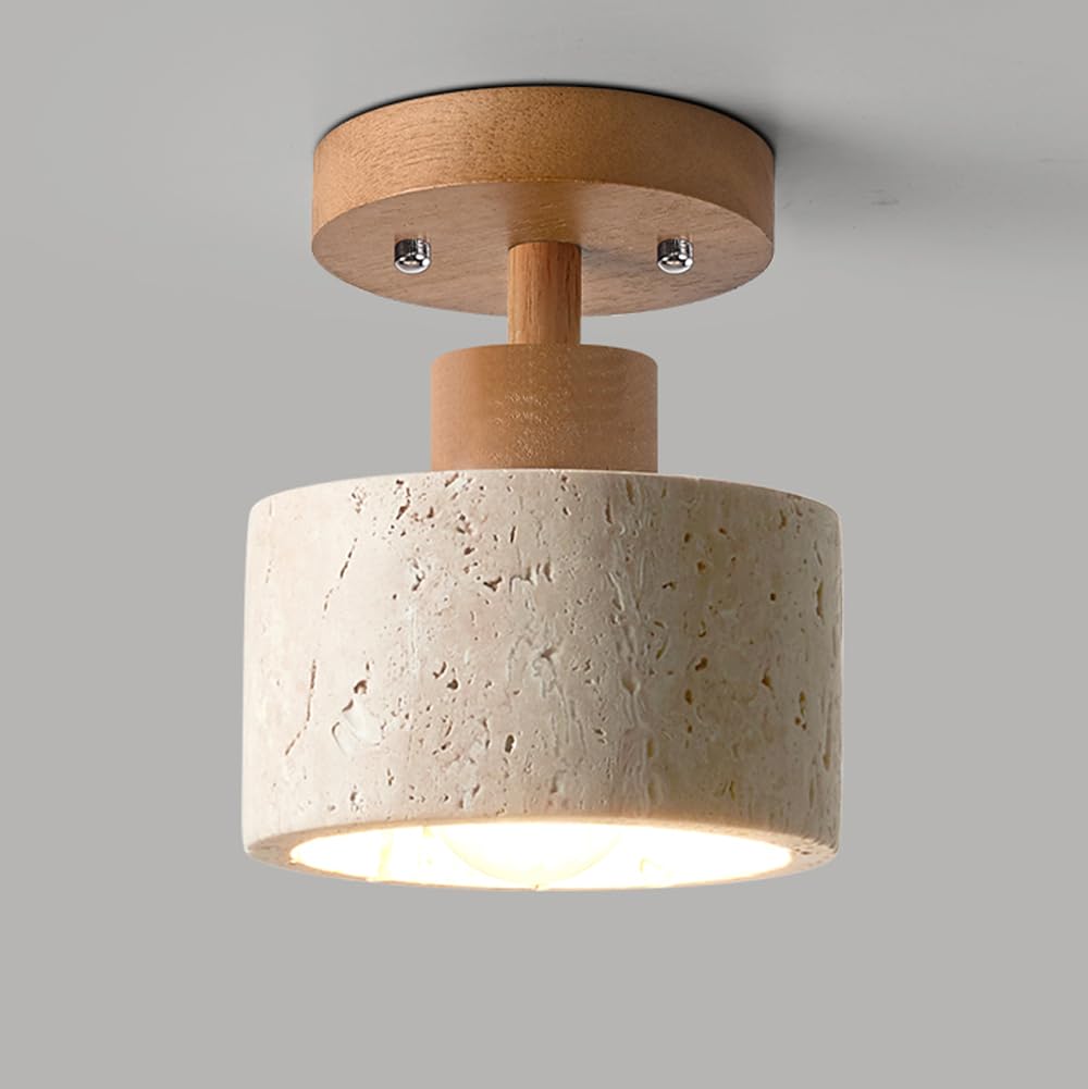 BRRSKBK Vintage Hallway Ceiling Lights Industrial Farmhouse Semi Flush Mount Ceiling Light Marble Natural Stone Ceiling Lamp Mid Century Modern Close