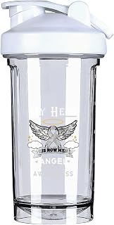 My Hero Is Now My Angel Lung Cancer Awareness 18 Ounce Shaker Bottle Drink Mixer Leak-proof Pre Workout Protein Shakes Meal Replacement Shakes Bottles 500ML/18 Oz White