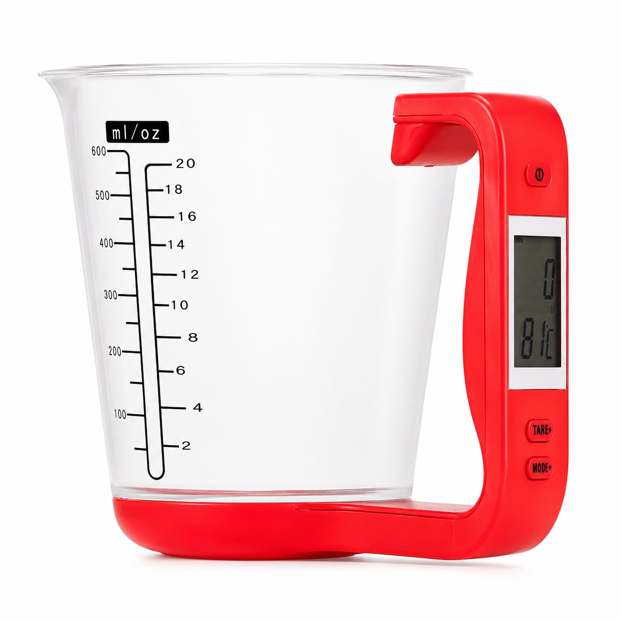 Balance numérique avec écran LCD électronique et capteur de température, haute précision amovible pour la pâtisserie, le café, le thé et la cuisine (rouge)