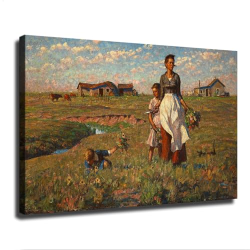 DsXYFC The Prairie Is My Garden By Harvey Dunn Poster Painting Canvas Print Wall Art Aesthetic Decoration Room Bedroom Kitchen Preppy Style Home Decor Fashion Abstract Mural (12x18inch Framed)