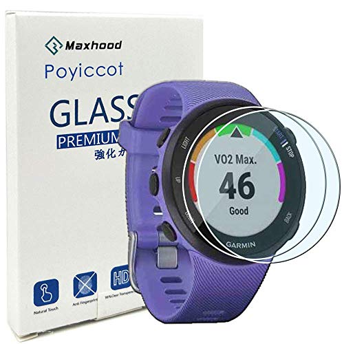Poyiccot for Garmin Forerunner 45/45S Tempered Glass Screen Protector, (2pack) Ultra-Thin 9H Hardness