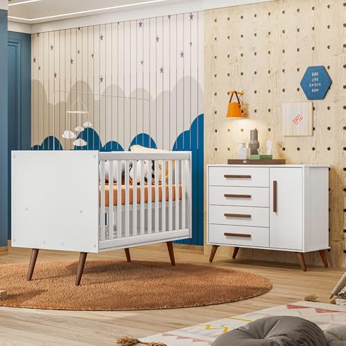 Quarto de Bebê Qencanto com Cômoda e Berço Qmovi Branco
