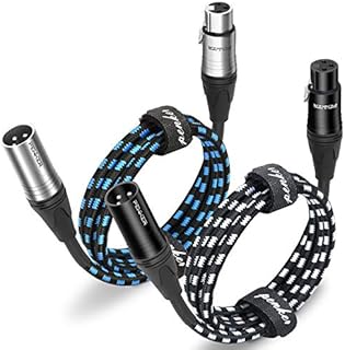 Penker XLR Cable,3ft 2 Pack Microphone Cable, XLR Male to Female Balanced Microphone Cord 3 pin, 3 Foot Short mic Cord,Black & Silver 2 Pack Design