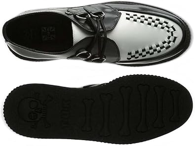 T.U.K. Black/White Leather Viva Mondo Lace Up Creepers US Women 13 / Men 11