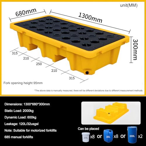 Sistema di contenimento per ribaltamenti di Pallet Industriale ModuSpill Nestab e RemovabSpill con griglia, Vassoio di Raccolta ribaltamenti per fusti, scaffalatura per p