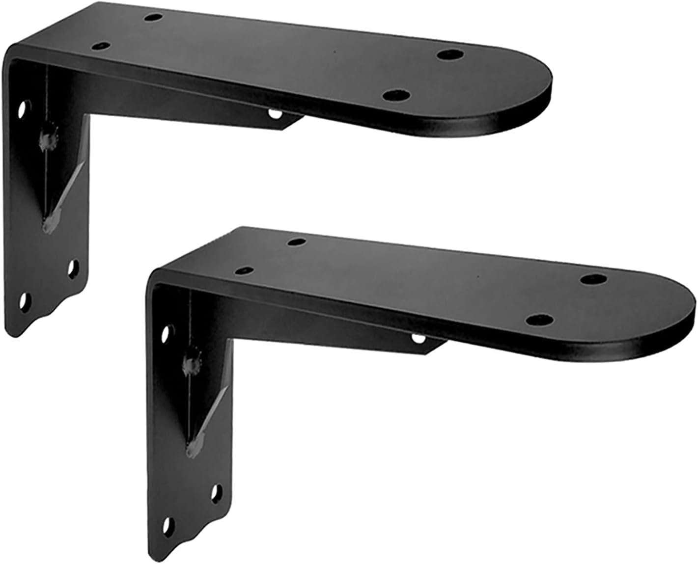 Support en L mural robuste noir de 15x10cm pour étagères flottantes