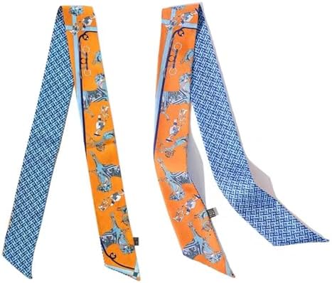 100% Mulberry Silk Scarf, 2Pcs Skinny Ribbon for Neck Hair Bag