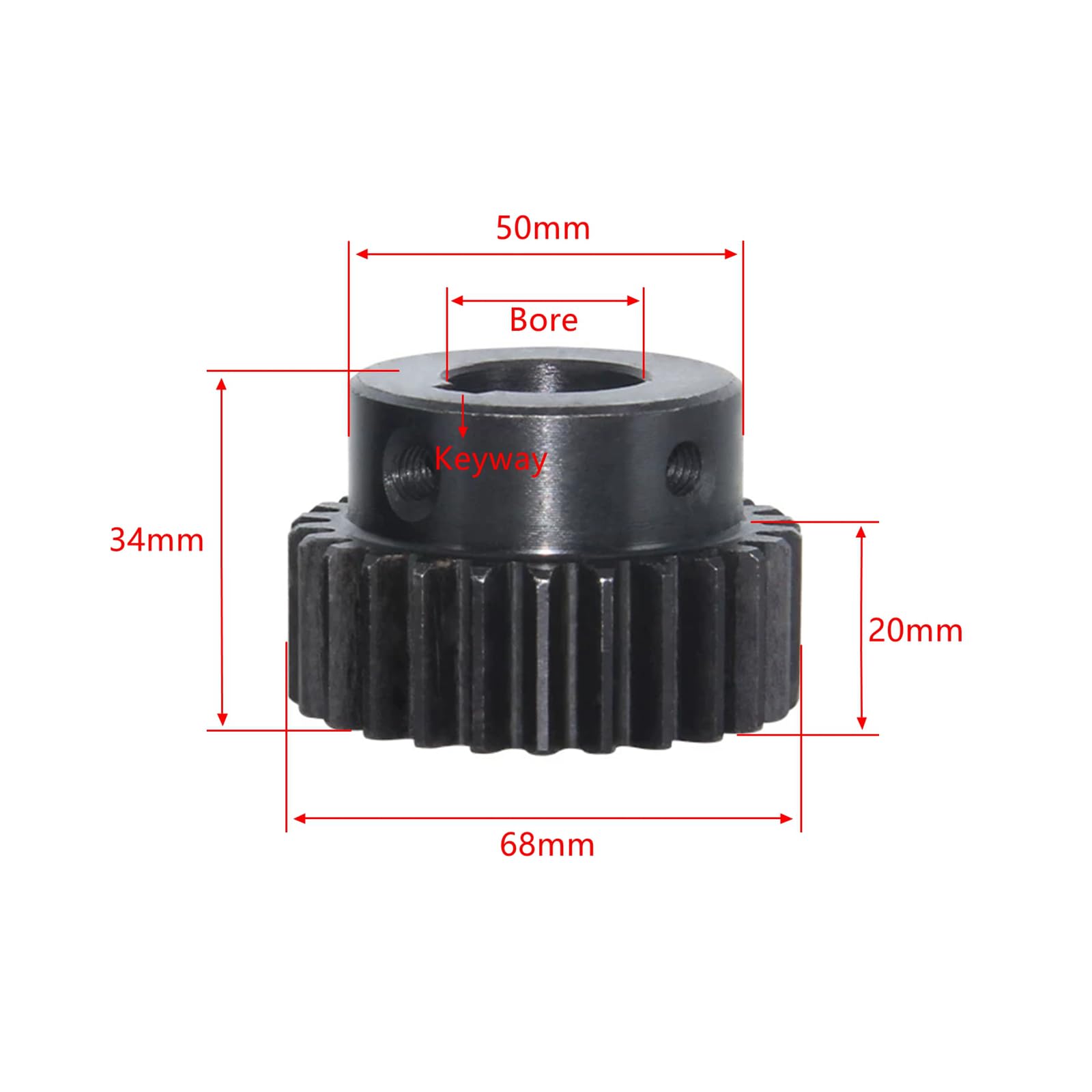1 sztuka koło czołowe z 32 zębami z piastą, koło czołowe z paskiem, moduł 2, otwór wewnętrzny 17 mm, rowek klinowy 5 x 2,3 mm