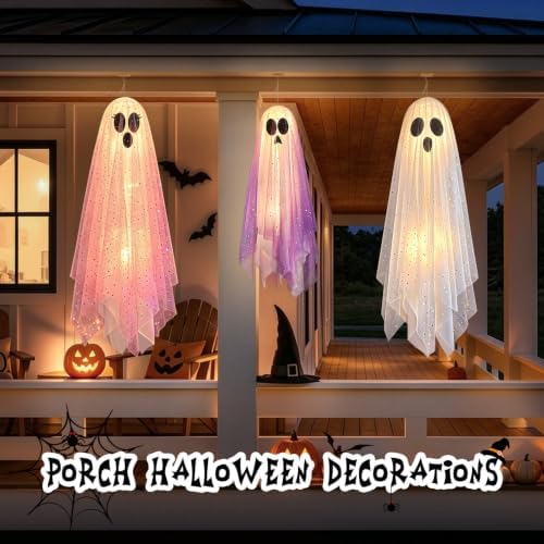 3-Pack Halloween Hanging Ghost Lights Decorations Outdoor/Indoor - 5