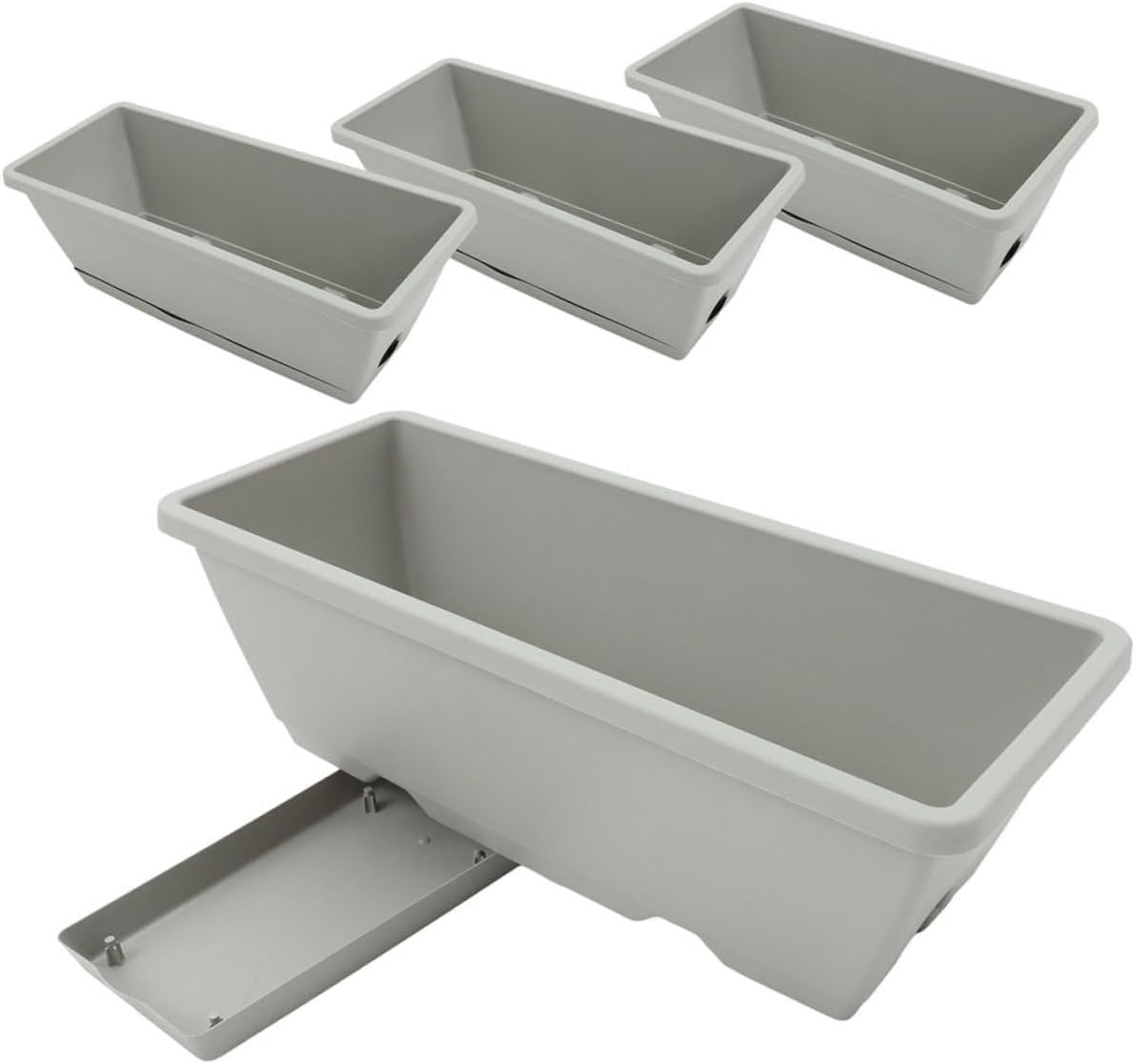 Angoily 4pcs Rectangular Vegetable Growing Pots Window Box Planter Large Herb and Flower Planters for Indoor Outdoor Garden Lightweight Planting Boxes for Patio Porch Decor