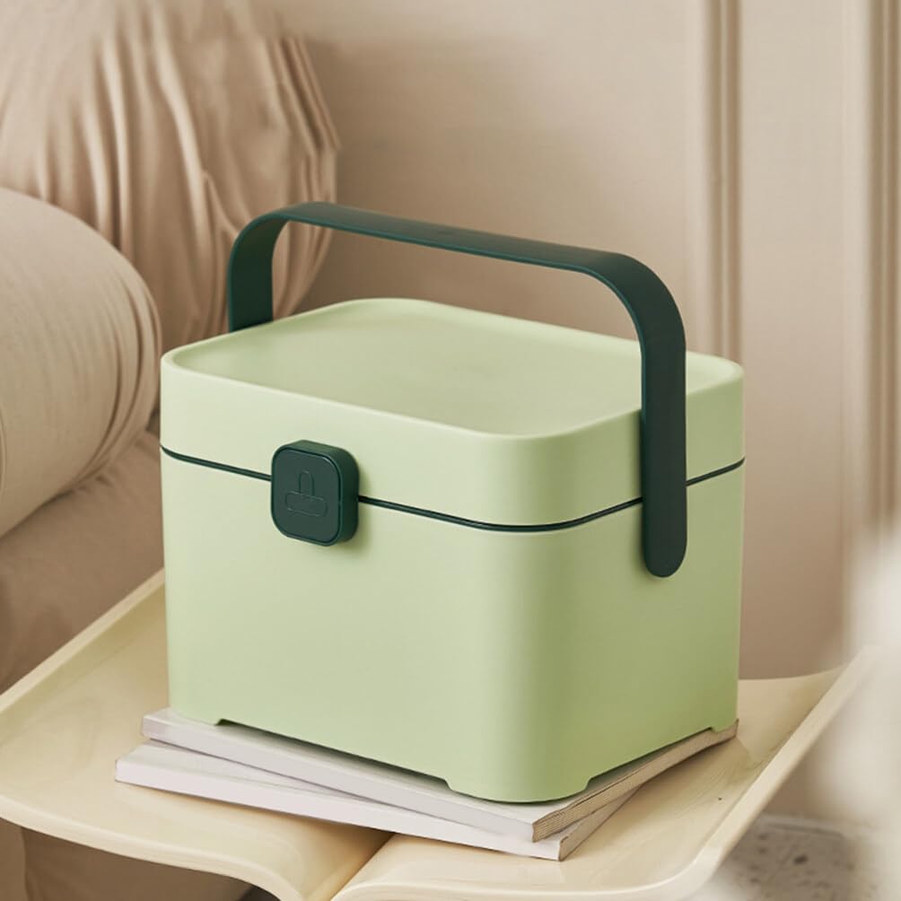 Contenitore Porta Oggetti Maniglia in Plastica Verde Multifunzione | Contenitori Porta Oggetti Multiuso, Organizer da Viaggio e Trasloco, per Cosmetici e Accessori Utensili