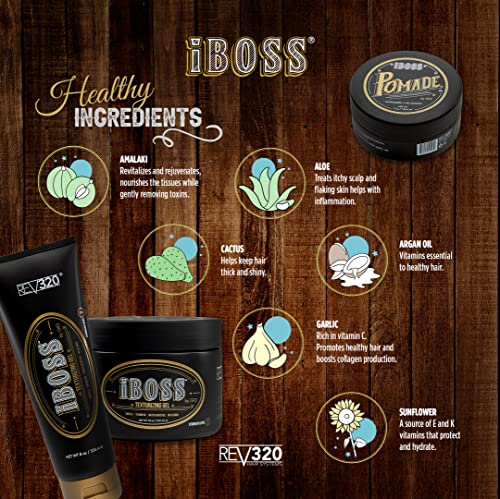 Rev320 Iboss By Gio-Edge Control Hair Gel - Bold Hold Natural Hair Product - Styling Gel - Medium Hold (18Oz) #TOP2