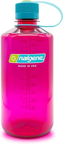Nalgene Sustain Tritan - Botella de agua sin BPA hecha con material derivado del 50% de residuos plásticos, 32 onzas, boca estrecha, berenjena