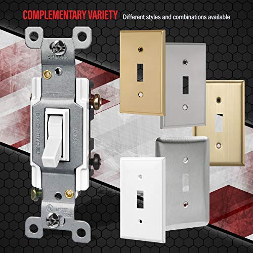 ENERLITES Toggle Light Switch, 3-Way or Single Pole, 15A 120-277V, Grounding Screw, Residential Grade, UL Listed, 83150-W-10PCS, White (10 Pack), 10 Count