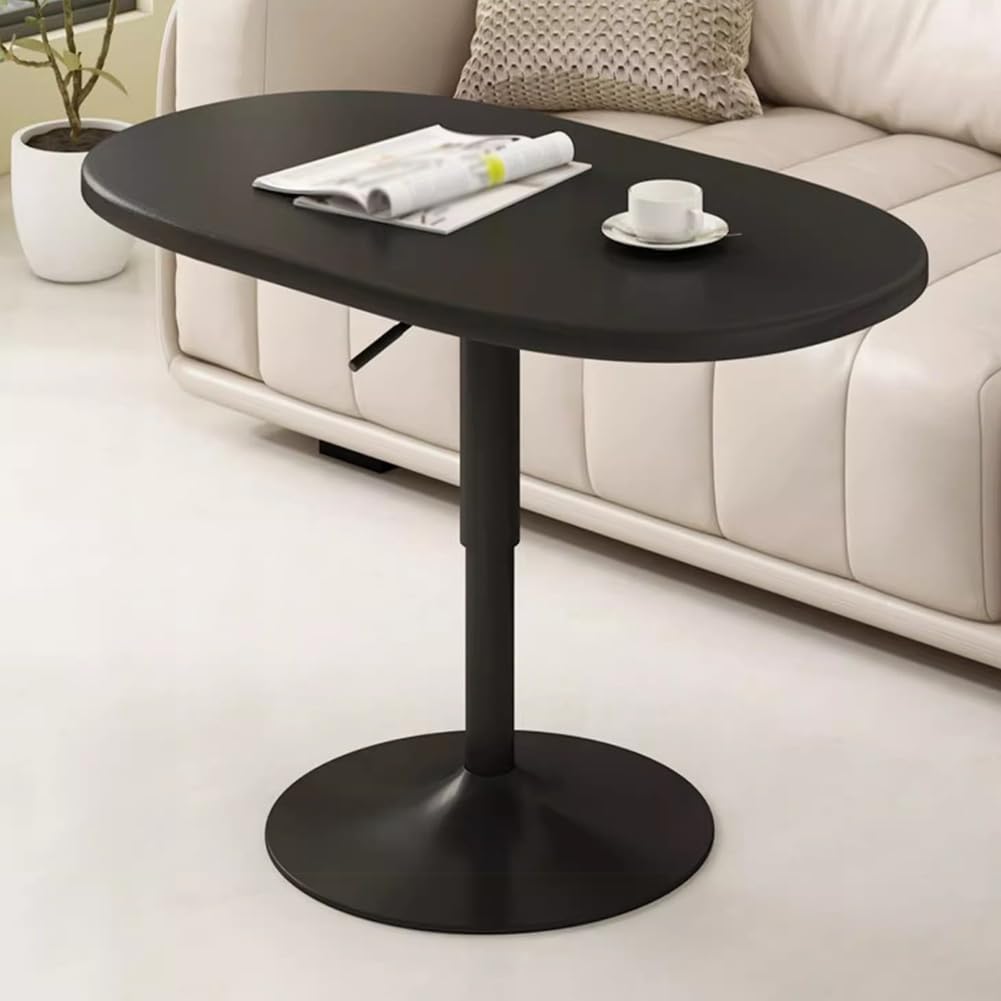 SXZenSpace C Shaped Tv Tray Side Tables with Adjustable Height And Metal Base,Couch Snack End Table for Reading, Drinks, Working,Couch That Slide Under,black