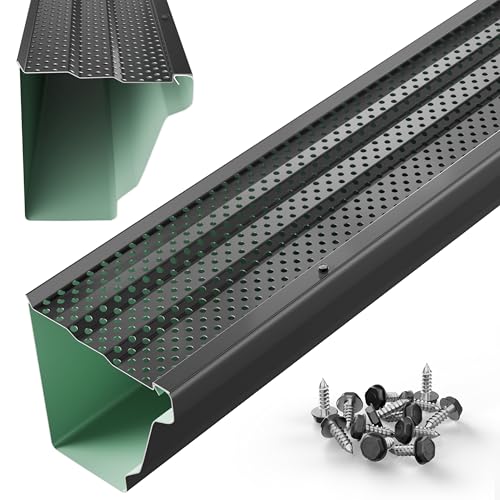 Waterlock 5' Gutter Guards Leaf Protection, Domestic Aluminum Gutter Covers 5 Inch (100 Feet, Black)