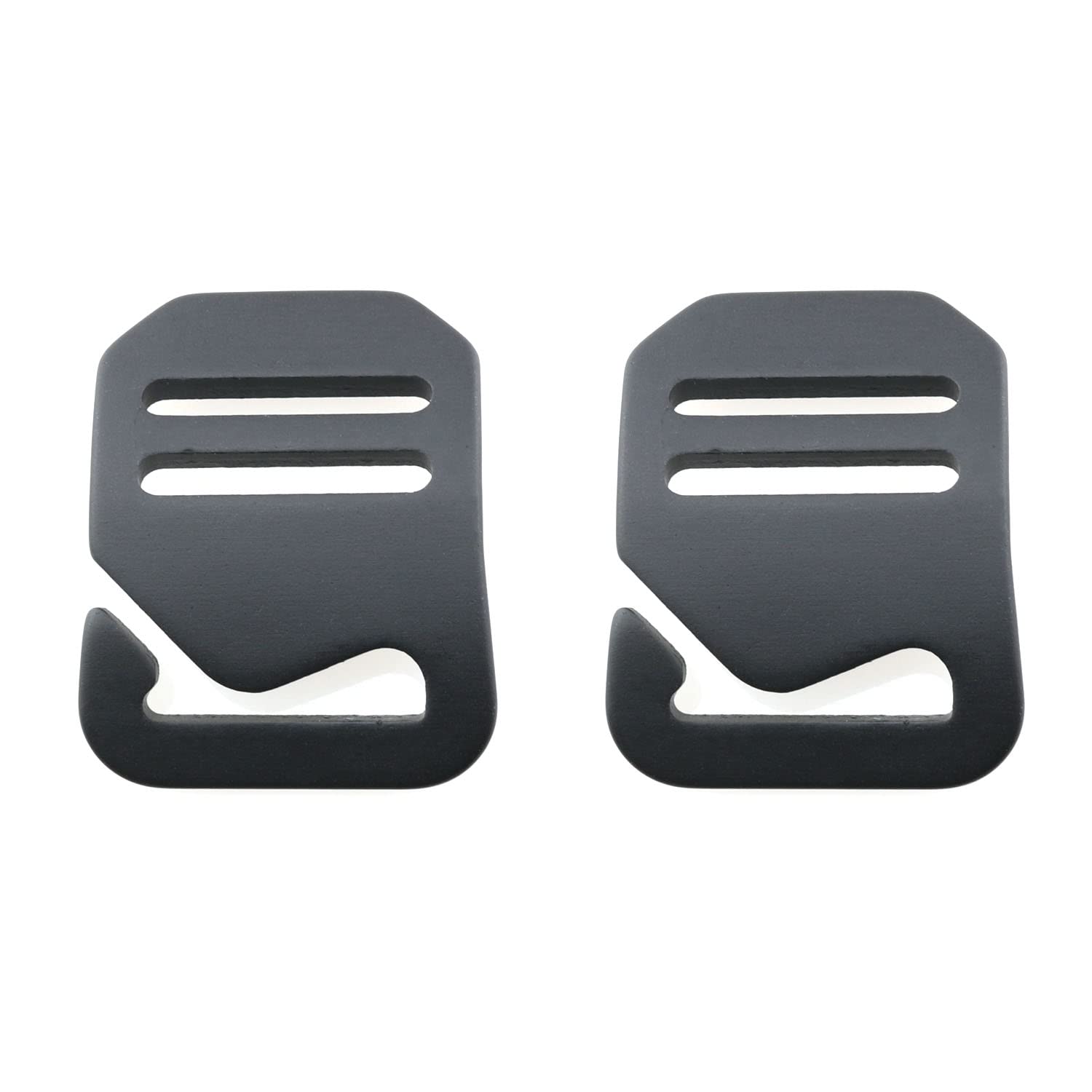 HJGarden 2PCS G Hook Outdoor Webbing Buckle Clip, 1.18x1.45in Black G-Hook Backpack Shoulder Strap Adjustment Buckle Backpack Strap Belt Hardware for