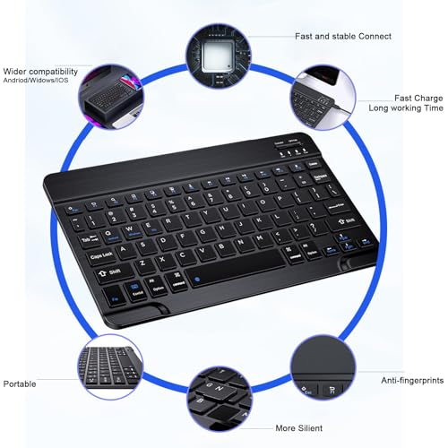 Image of Bluetooth Keyboard and Mouse Combo for iPad, 10 inch Wireless Keyboard & Mouse, Ultra-Slim Portable Rechargeable Keyboard for iPad Pro Air Mini iPhone Samsung Tablet, iPhone15 /14 /13 Pro