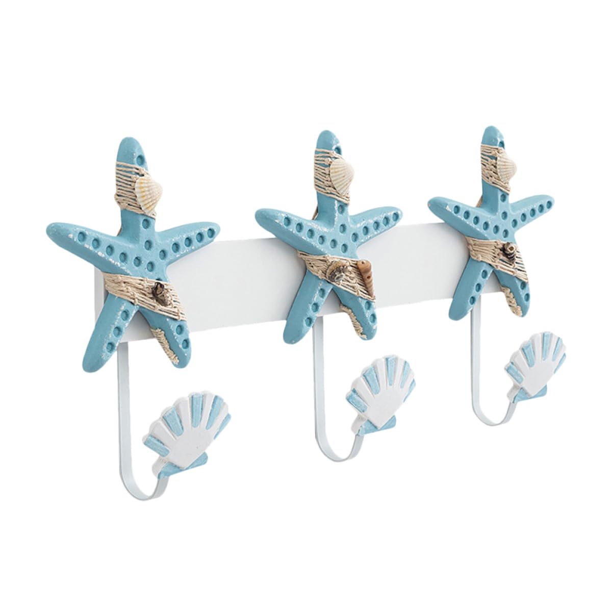 Perchero de Pared en Azul Ganchos de Mdf y Hierro Estilo Mediterráneo Gancho Resistente para Colgar Ropa y Decoración del Hogar