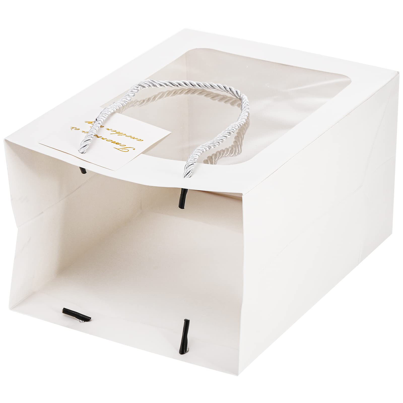 Fuutreo 50 Pcs White Kraft Paper Gift Bags With Window 7.5 X 3 X 6 In, Handles & Tags For Wedding, Valentine's, Mother's Day Gift Wrap