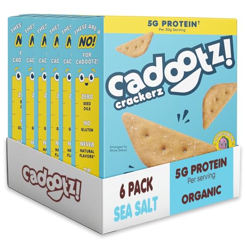 cadootz! Organic Seed Oil Free Protein Crackers, GF, Sea Salt, 6 Pack
