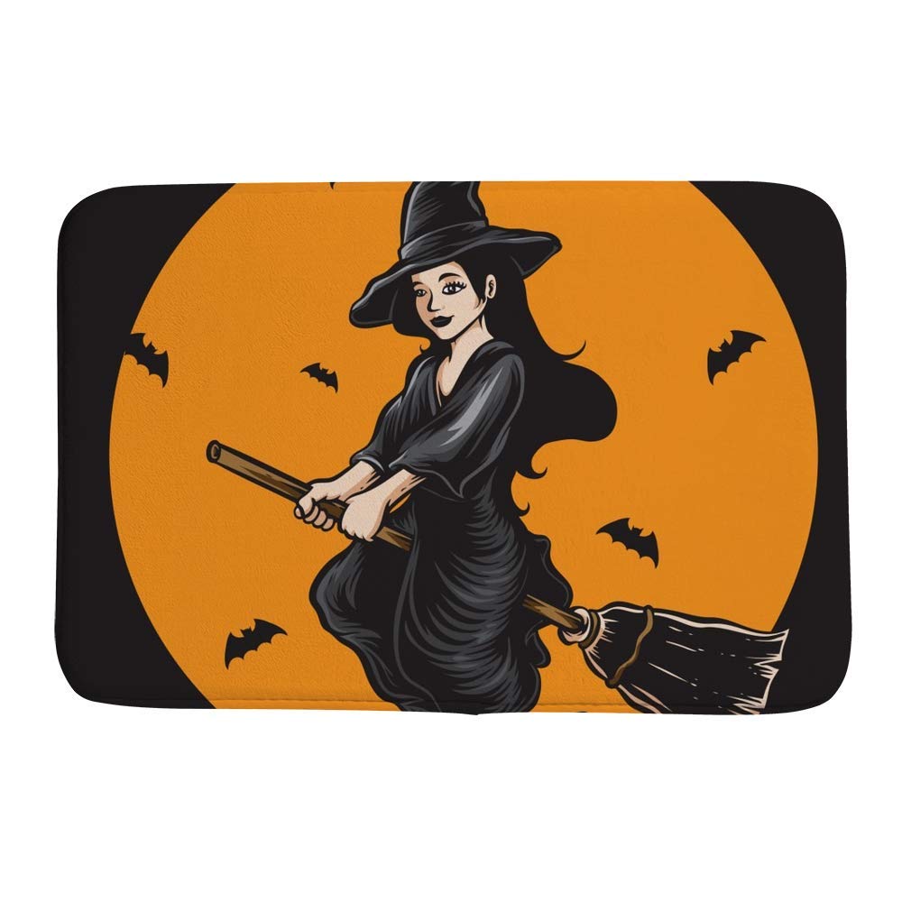 Tapis de bain 91x61 cm Halloween noir sorcière tapis douche securite