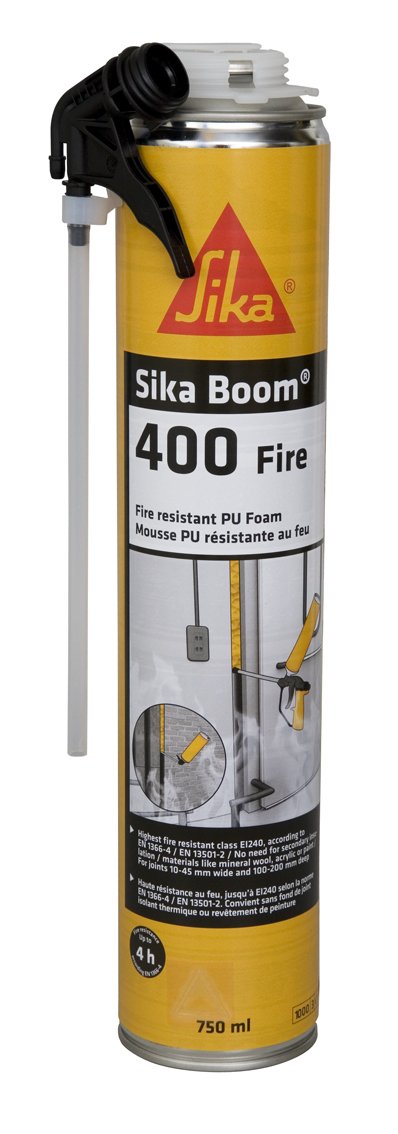 SIKA - Schiuma poliuretanica con classificazione al fuoco - Sika Boom 400 Fire - Rosa - Elevata resistenza al fuoco fino a +90°C - Applicazione con pistola o manuale - 750ml
