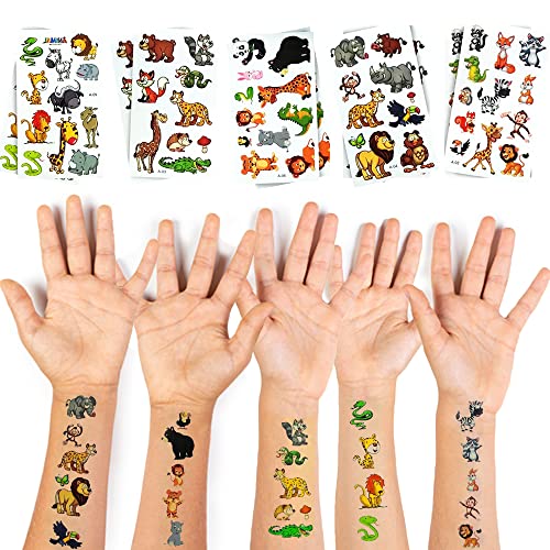 Image of Party Propz Jungle Theme Decoration Kids Tattoos - Set of 10 Pcs | Jungle Theme Birthday Decoration | Temporary Tattoo Animal | Birthday Return Gift For Kids | Jungle Theme Return Gifts | kanchak Gift For Navratri