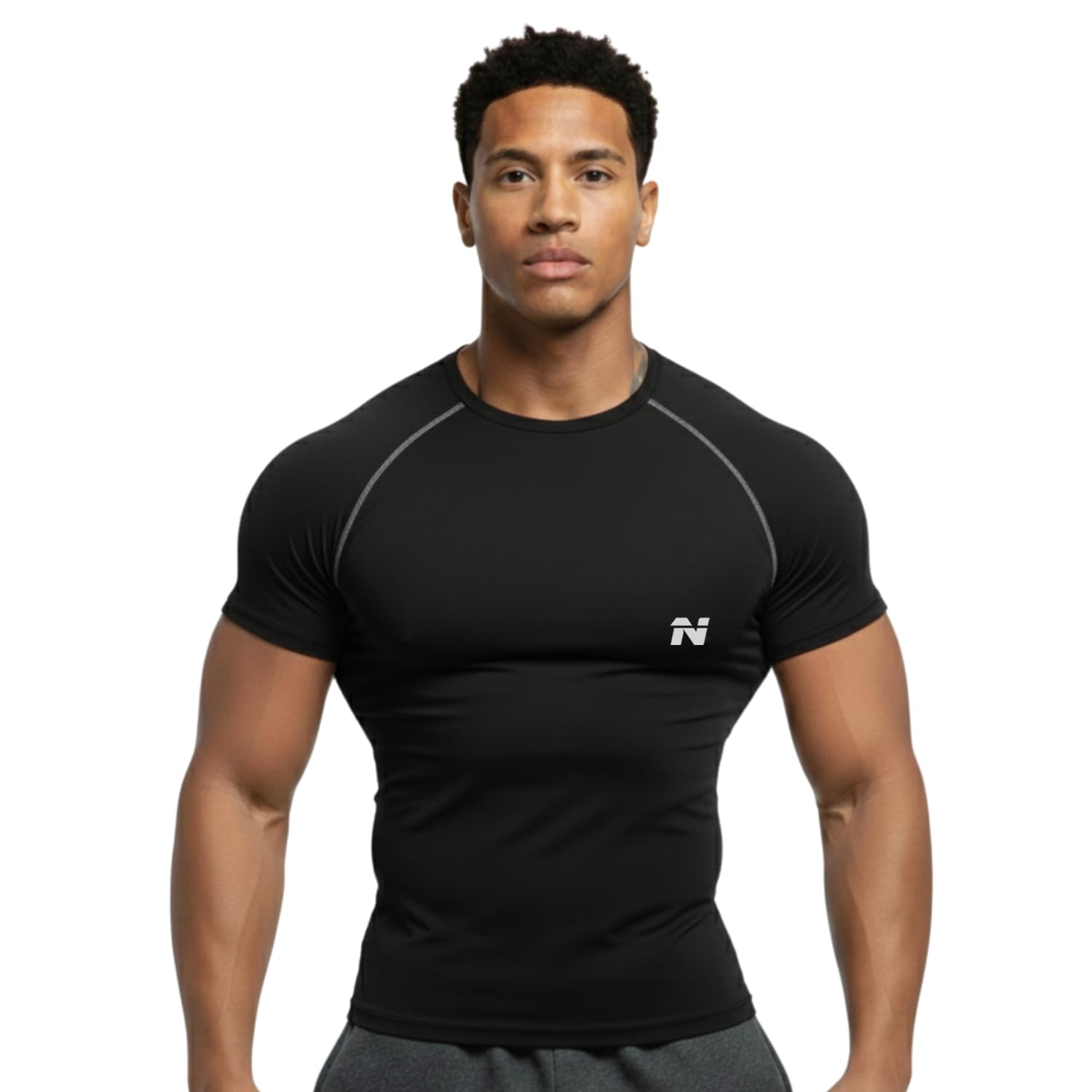 NINQ Half Sleeve Compression T-Shirt - Men's Athletic & Sports Tights for Fitness