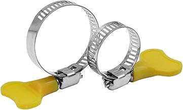 5 abrazaderas de manguera ajustables de 10 a 38 mm, con mango de plástico amarillo, for manguera de combustible y agua.(22 32mm)