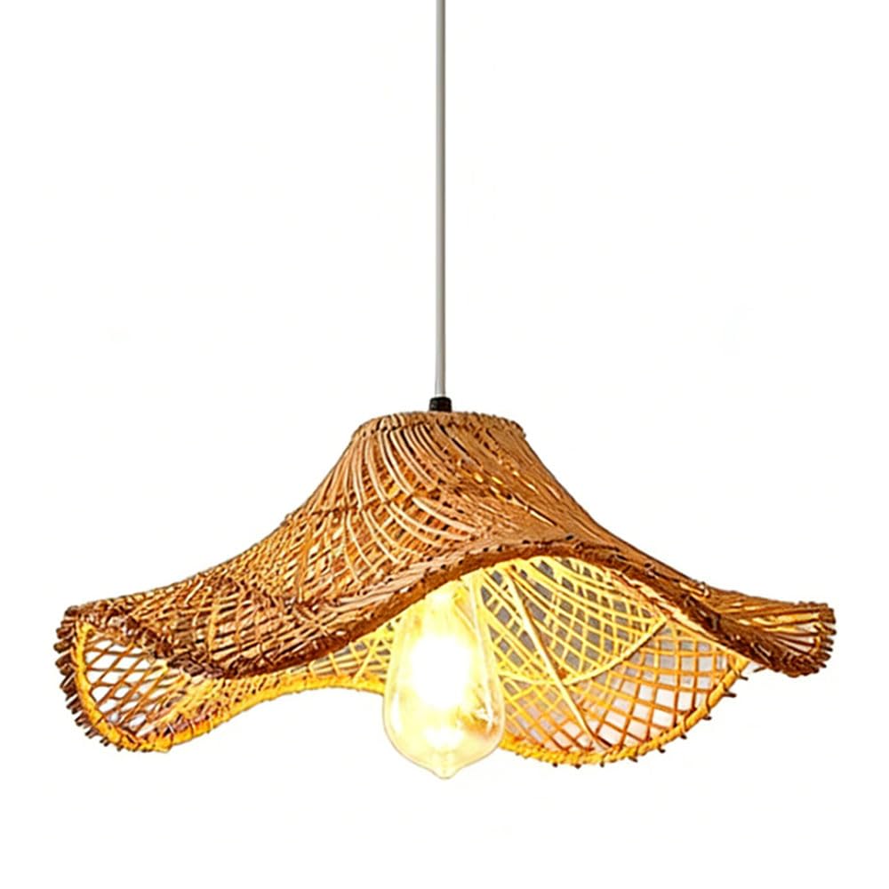 AYQJMD Brown Wicker Pendant Light Fixture with Adjustable Height Dining Room Chandelier Vintage Rustic Farmhouse Rattan Hanging Lamp for Living Room, Bedroom, Dining Room, Kitchen Island, Porch