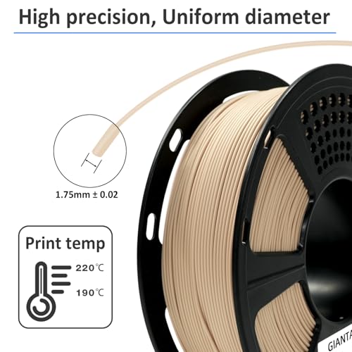 Image of GIANTARM PLA Filament,3D Printer Filament 1.75mm,Neatly Wound Bone White 3D Printing Filament for Most FDM 3D Printers,Dimensional Accuracy + /- 0.02mm,1kg Spool (2.2lbs)