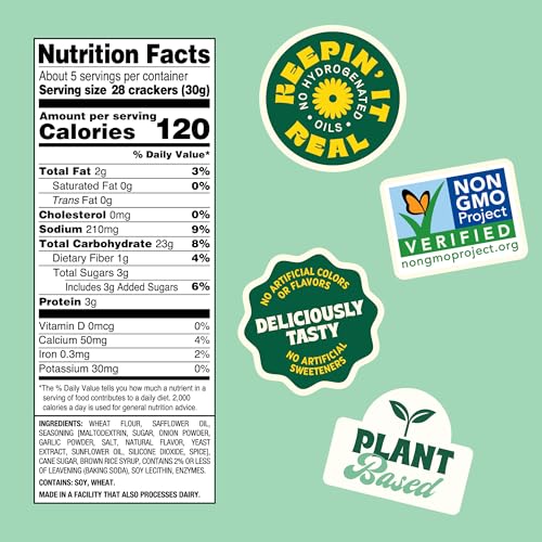 Image of Back to Nature Sour Cream & Onion Seasoned Mini Crackers, Non GMO Snack 6pk