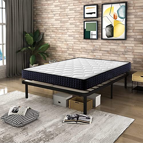 IZTOSS Lit 160x200 avec Sommier et Matelas - Matelas Mémoire de Forme 160x200x17 - Sommier 160x200 avec Pieds Blanc,noir L-CD-7
