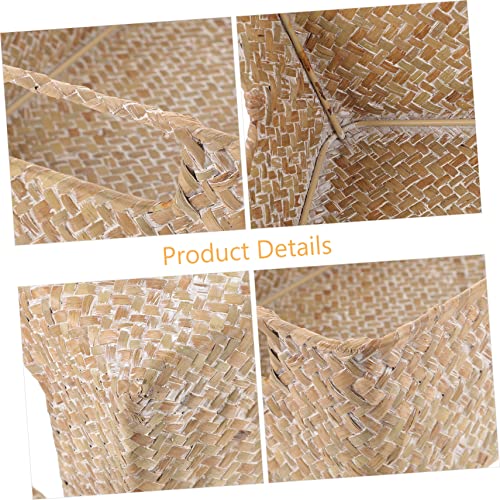Cesta de frutas de mimbre PRETYZOOM blanca rectangular de 30x20 cm 4