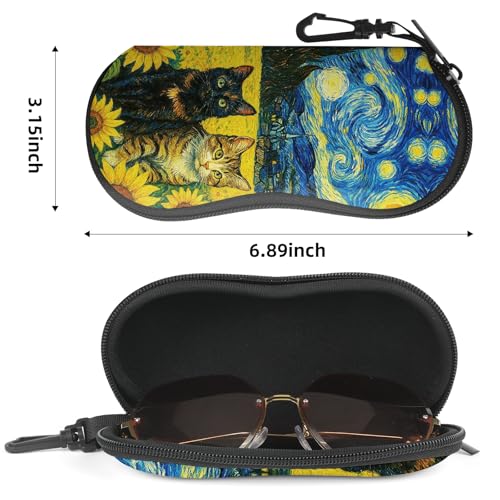 Image of Sunglasses Soft Case, Cute Ultra Light Portable Neoprene Zipper Eyeglass Glasses Case with Belt Clip for Men Women