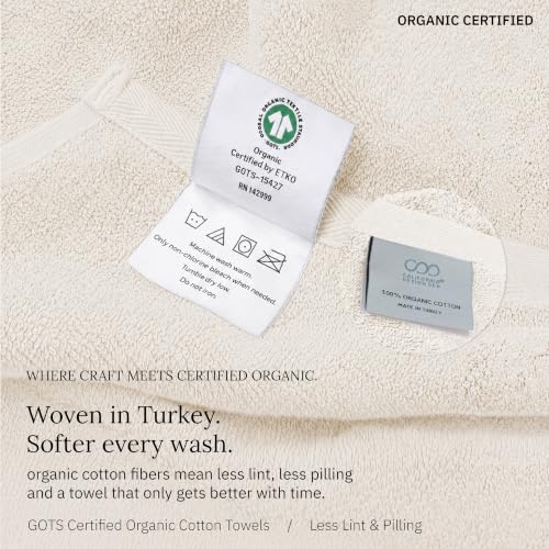 California Design Den Organic Cotton Towel Sets for Bathroom, Ivory-Tofu - image 5