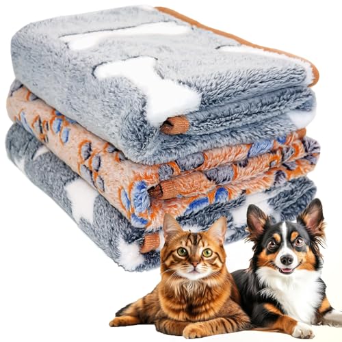 Votoko 3 Pièces Couverture pour Chien et Chat, Lavable pour, Flanelle Douce (M (76 x 53 cm))