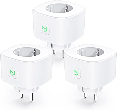 Meross WLAN Steckdose 16A, Alexa Steckdose misst den Stromverbrauch, Smart Steckdose mit Fernsteuerung, Sprachsteuerung un...