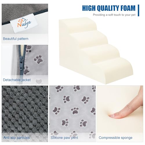 Niubya Escadas Para Cães Pequenos - Rampa Para Cães De Espuma De Alta Densidade, Degraus Extra Largo