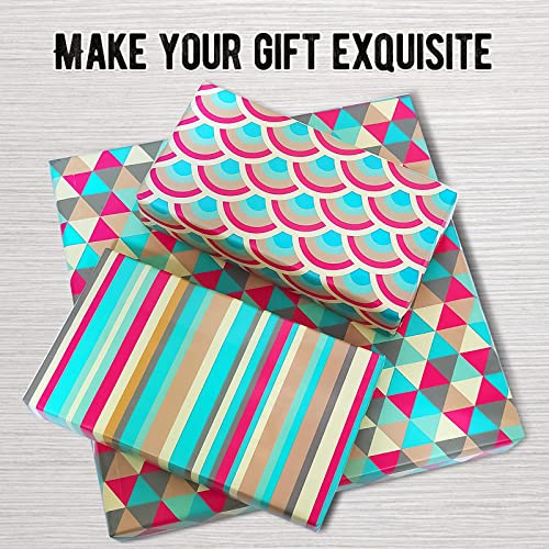 Wrapping Paper Sheets - Folded Flat - Birthday Wrapping Paper Set Included 6 Pack Gift Wrap Paper With Ribbon,Tag,Red Green Gift Wrapping Paper For Birthday,Bridal Baby Shower,Weddings,Graduations,Women,Men,Boy,Girl,All Occasion #TOP3