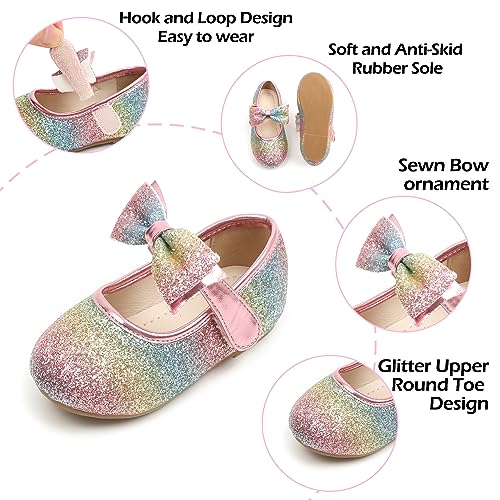 Image of PHIRAMIN Toddler Flower Girl Dress Shoes - Little Girl Mary Janes Flats Wedding