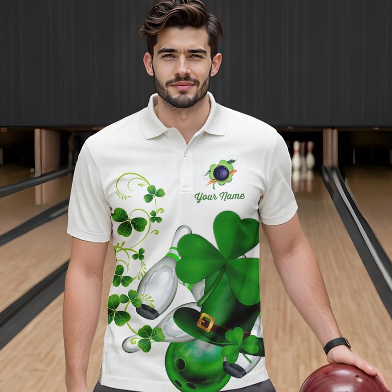 ChipteeAmz Green Shamrock Lucky Men and Women Bowling Shirt Custom St Patrick Day Team League Bowling Jersey (US, Alpha, Small, 5X-Large, Regular, Regular, Short Sleeve Polo Shirt)