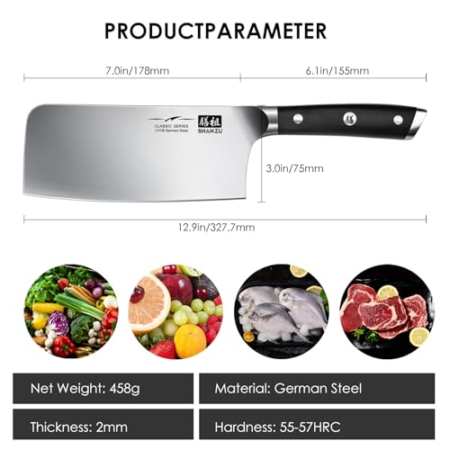 SHAN ZU Kinesisk Kockkniv 18cm i Rostfritt Stål - CLASSIC-serien