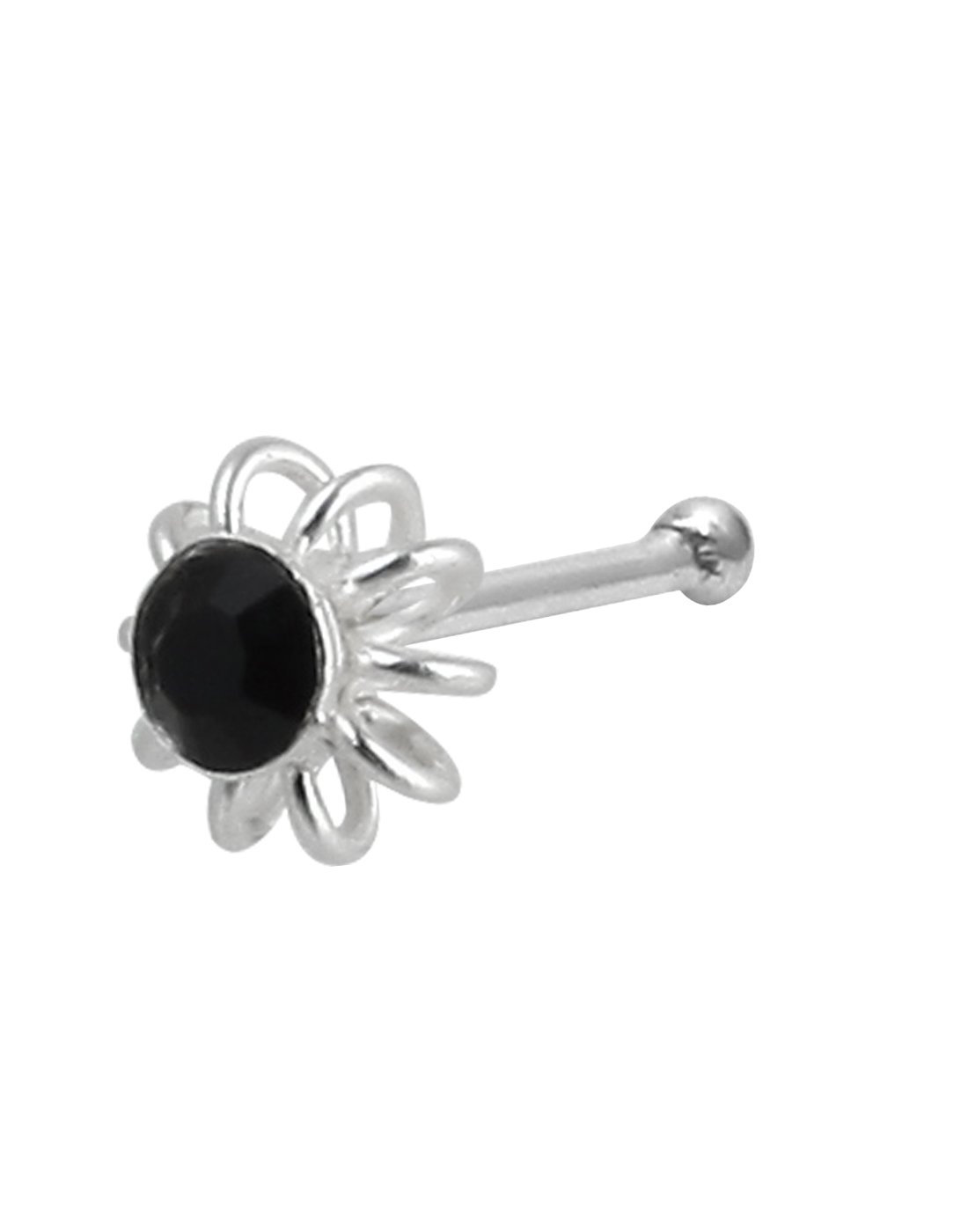 92.5 Sterling Silver Small Nose Pin Studs For Women & Girls | Piercing Jewellery for Nose Helix Cartilage Tragus | With Certificate of Authenticity (Modern Black CZ Stone)-image-16