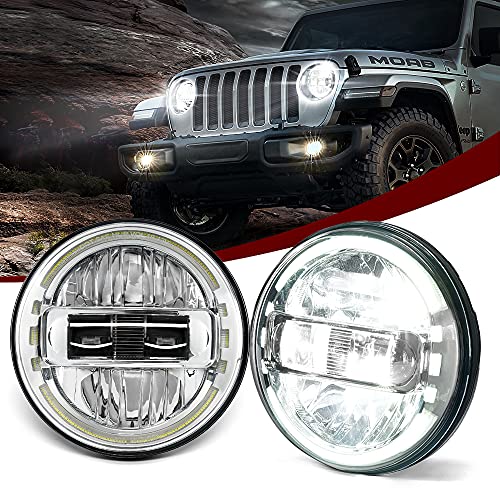 Up To 60% OFF 7" Inch Led Headlights with Halo DRL Low Beam and High Beam, Plug & Play, DOT Approved LED Round Headlight for 1997-2018 Jeep Wrangler JK LJ CJ TJ Headlamps Hummer H1 H2 - 2021, Chrome Up To 60% OFF 7" Inch Led Headlights with Halo DRL Low Beam and High Beam, Plug & Play, DOT Approved LED Round Headlight for 1997-2018 Jeep Wrangler JK LJ CJ TJ Headlamps Hummer H1 H2 - 2021, Chrome