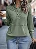 SHEWIN Womens Sweatshirt Casual Long Sleeve Lightweight Sweatshirts Button Loose Pullover Tops #2