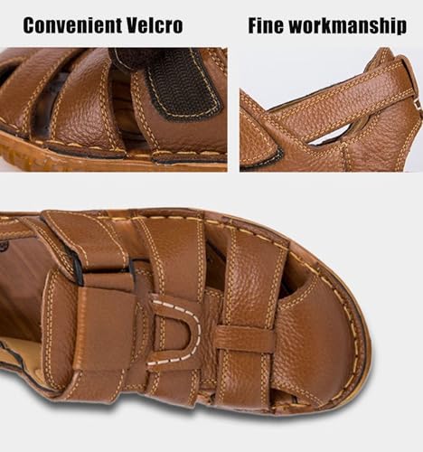 Men's Closed Toe Sandals Leather Business Sandals Beach Fisherman Sandals Walking Hiking Sandals4