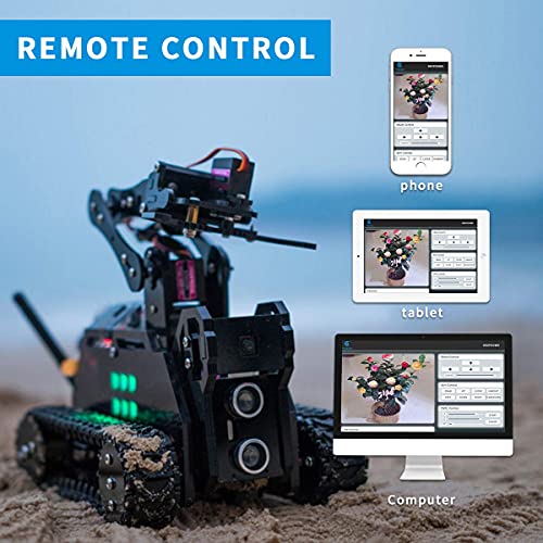 Gewbot DIY Robot Model Kit for Raspberry Pi 4/3 Model B+/B WiFi Wireless Smart Robot Car Kit with 4-DOF Robotic Arm/OpenCV Target Tracking/Video Transmission Rasptank Robotic Kit with PDF - Image 3